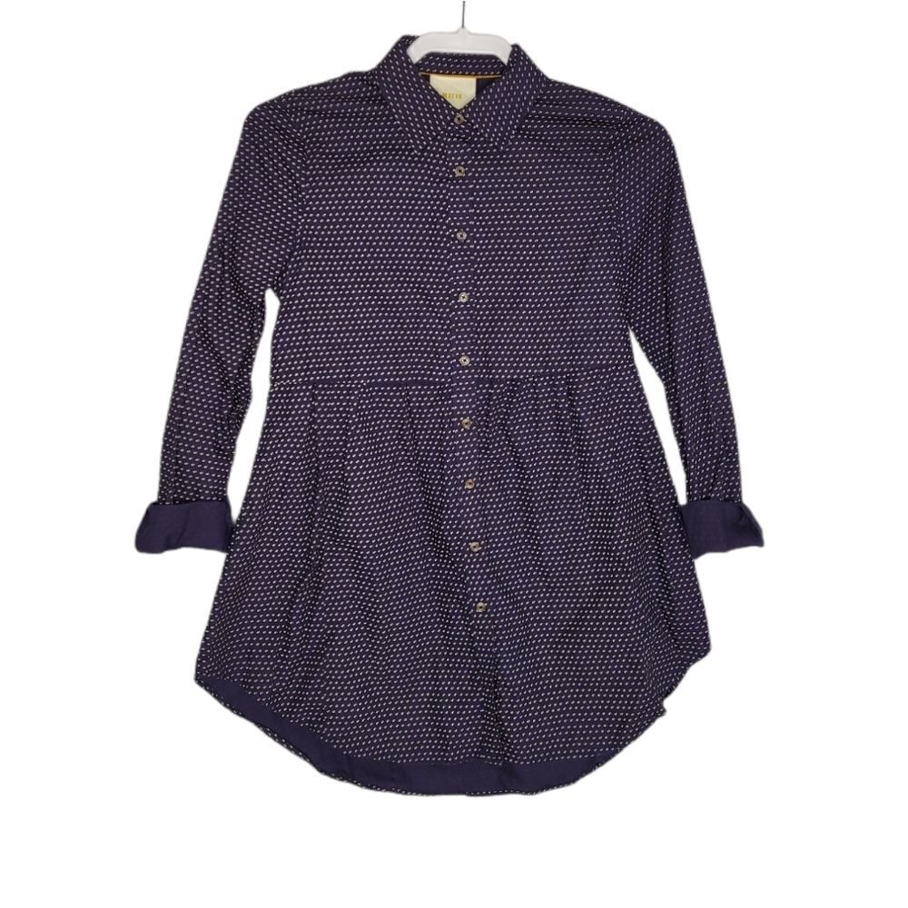 ANTHROPOLOGIE Maeve‎ shirt Aled button up navy blue tunic XS